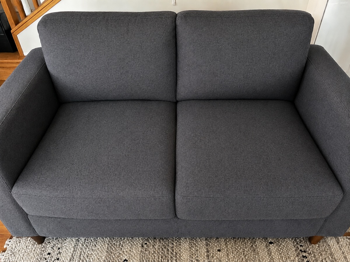 Sillón limpio, sin pelos, después de usar el rodillo Mishu